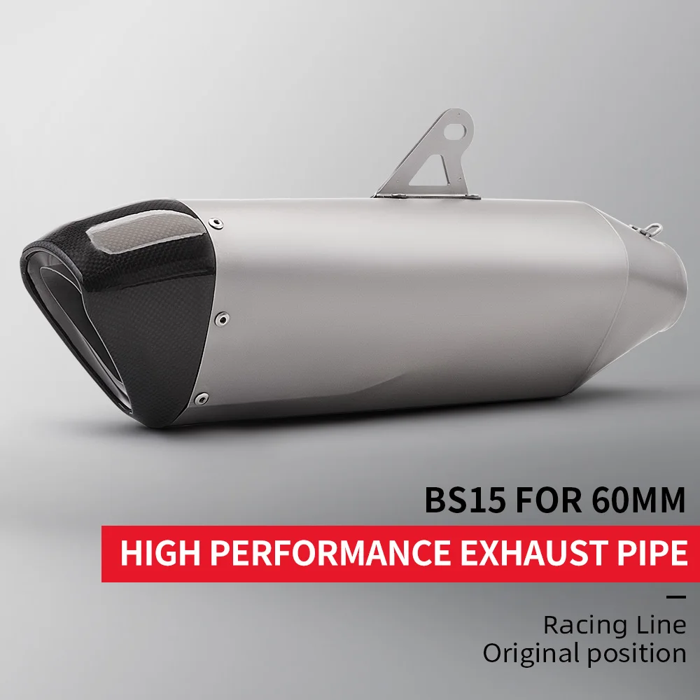 

Universal 60mm Motorcycle Exhaust System with Carbon Tip Muffler Tail Pipe for Motocross Compatible with S1000R S1000RR