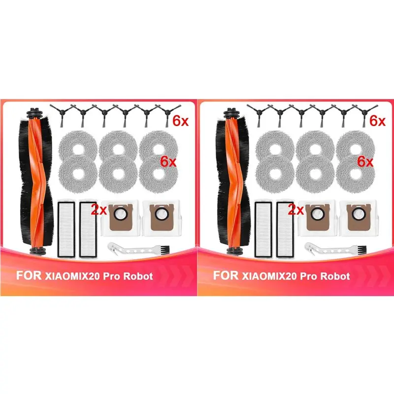 

M04K 2-х набор аксессуаров для робота-пылесоса Xiaomi X20 Max/Xiaomi X20 Pro, роликовая щетка, боковая щетка, салфетки, фильтры, мешки для пыли