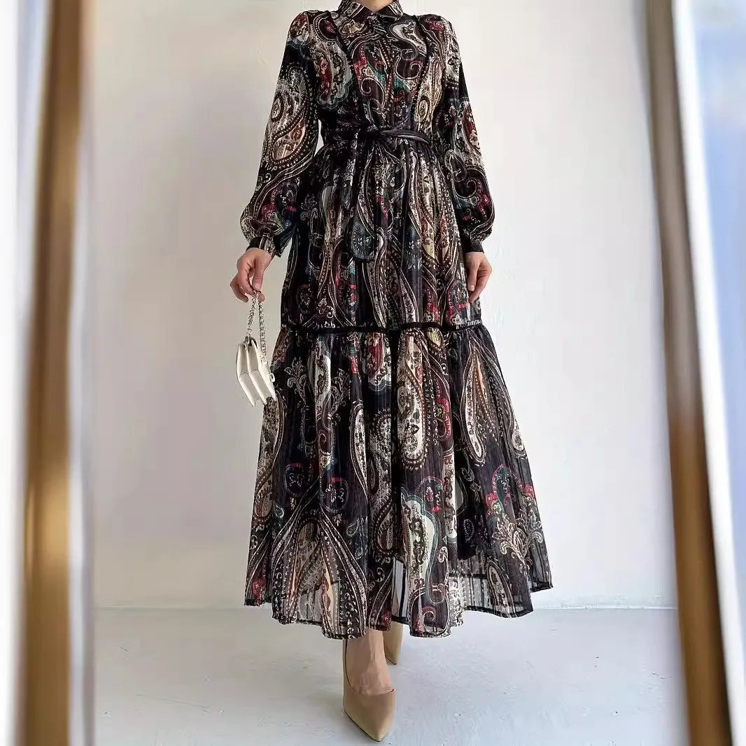 High Quality Traditional Muslim Abaya Dress Flower Casual Long Dress Muslim Islamic Luxury Abaya Dubai Muslim Dresses
