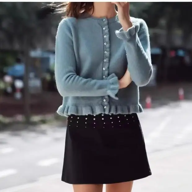 

Осенне-зимний вязаный кардиган, женская модная верхняя одежда, многослойное декоративное деревянное пальто ain Long Sve из искусственной кожи