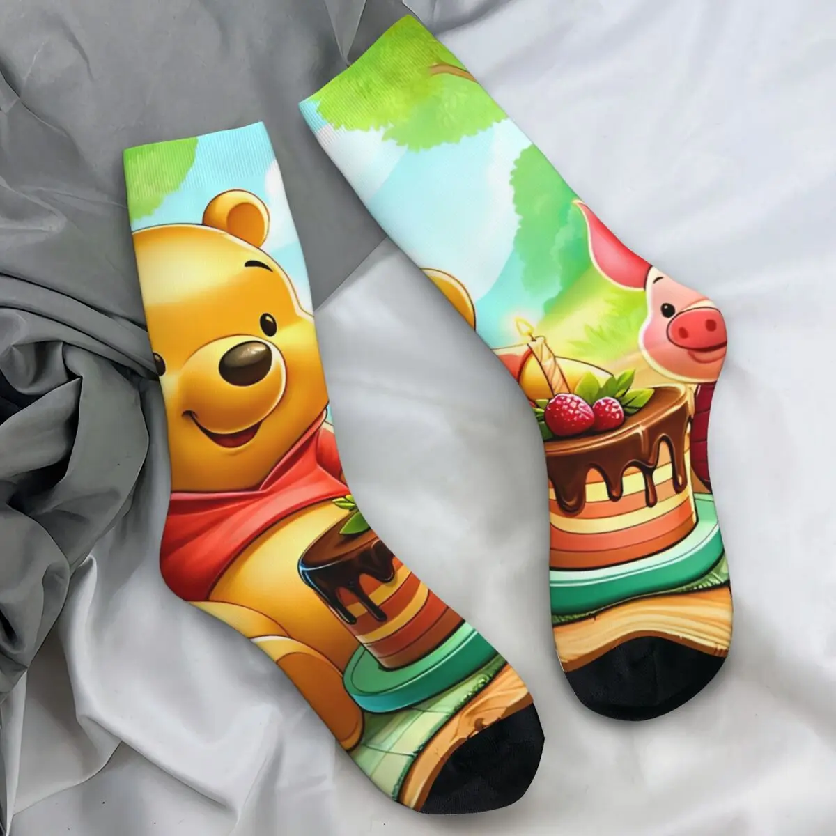 

Men's Socks Winnie Pooh Bear Cartoon Stockings Autumn Gothic Warm Soft Socks Graphic Skateboard Anti Skid Socks