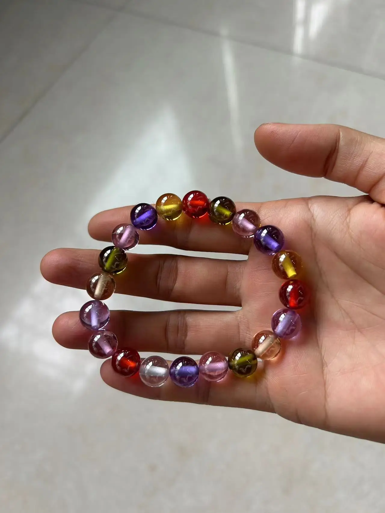 

Seven color bracelet mixed color jewelry stone bead zircon bracelet raw stone color bead women's diy Valentine's Day gift