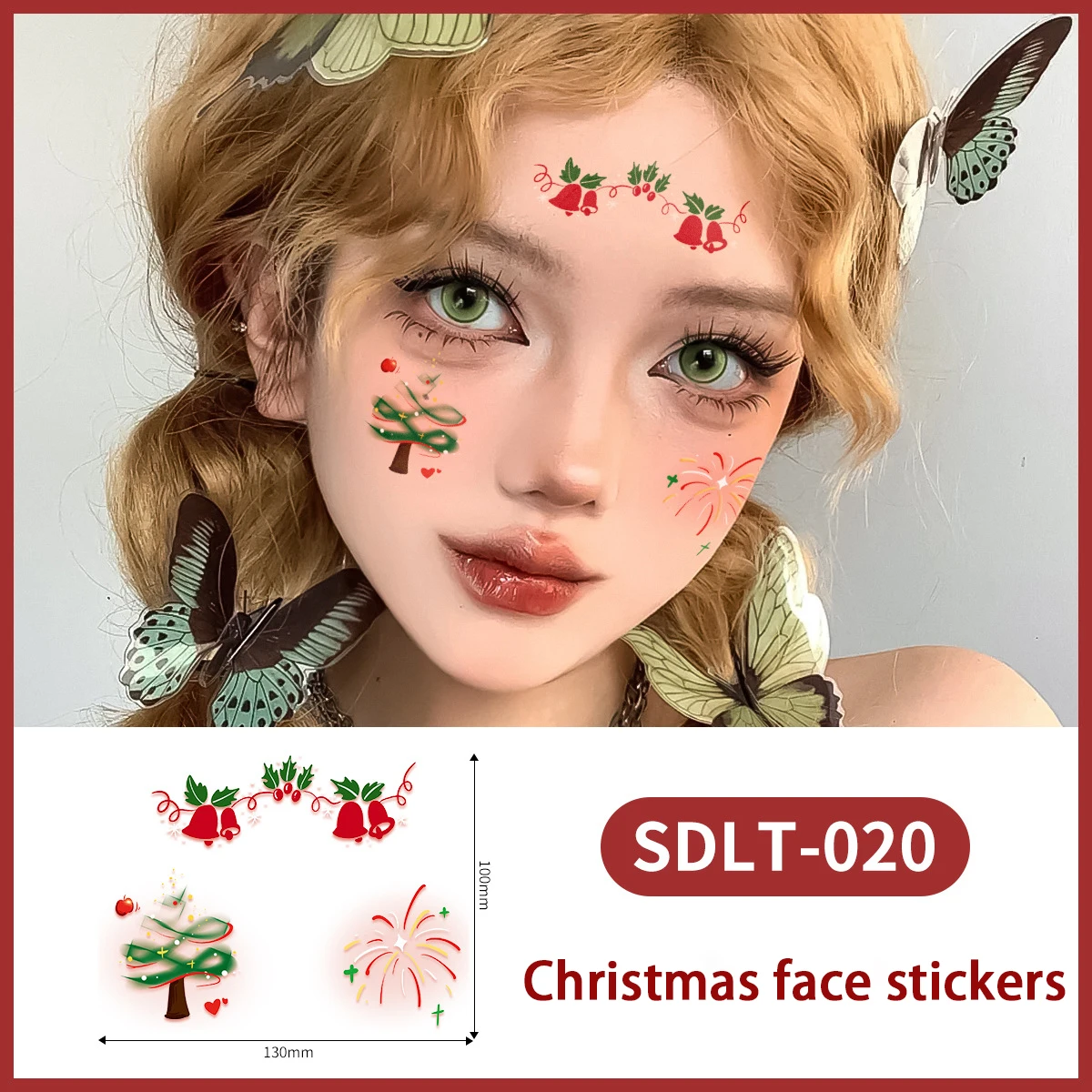 Christmas Face Tattoo Stickers Bells Bow Hearts Stars Ribbons Freckles Temporary Tattoo Stickers for Festival Party