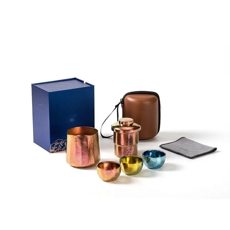 Pure titanium kung fu tea set, set of gifts, travel home outdoor flower tea office tea brewer, business gift box