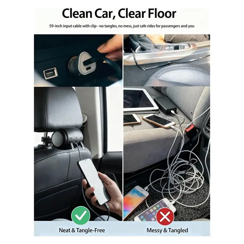 Rideshare& Private Car Essential Retractable Car Backseat , Charging Station, Fast Charge Included-Y79A