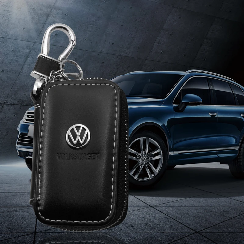 Leather Car Key Case Protection Auto Key Bag Key Chain Cover For Volkswagen VW Polo Golf Touareg T5 Passat B7 B5 Touran Beetle