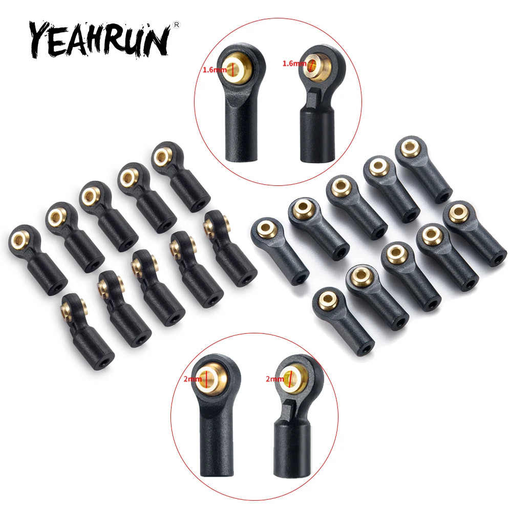 10pcs YEAHRUN 10Pcs M1.6/M2 Plastic Link Rod Ball Head Ends for Axial SCX24 1/24 RC Crawler Car Truck Upgrade Accessories Parts