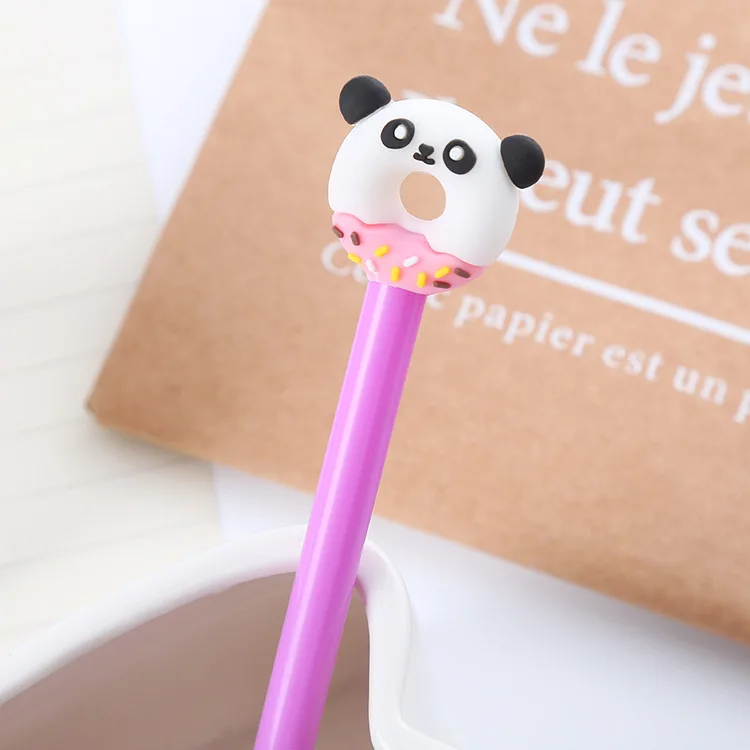 50PCS Cartoon stationery student Rollerball pen cute animal doughnut shaped fountain pen needle tube black office signature pen