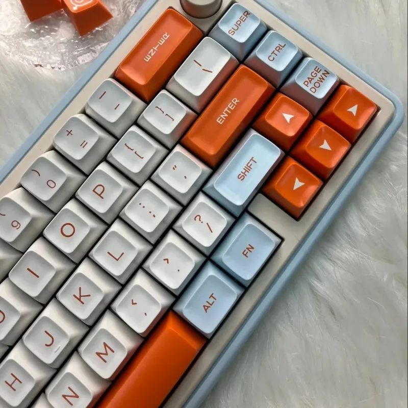 170 Keys SA Profile Keycaps Full Set PBT Dye‑Subbed Orange Blue Beige Colorway Custom Keycap Kit for Mechanical Keyboard Keycaps