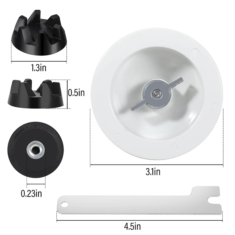 스패너 키트 포함 믹서기 커플러, 믹서기 블레이드, 고무 개스킷 포함, 4 잎, 주방 보조 믹서기 부품 도장, 9704230