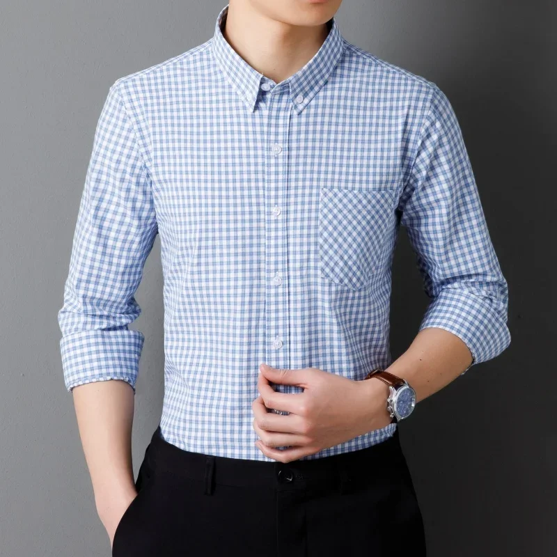 Thin Striped Plaid Shirt Men 100 Cotton Long Sleeve Shirt Men Casua New Arrival Fashion Men's Long Sleeve Shirts Casual