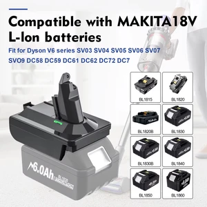 Adaptor untuk Makita / Milwaukee / Dewalt Konverter Baterai Lithium 18V ke Alat Penyedot Debu Seri Dyson V6 V7 V8 DC58/SV10 / SV1 6 adaptor baterai dyson penjualan terbaik - №