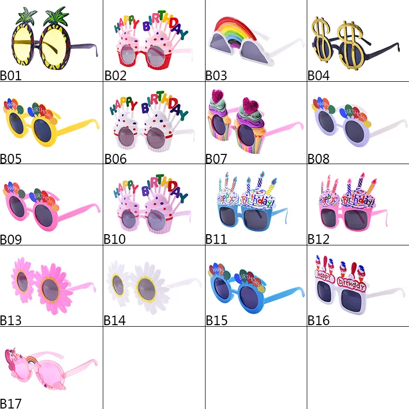 Birthday Party Glasses Funny Candle Sunflower Rainbow Sunglasses Happy Birthday Photo Booth Props Supplie Kids Favor Party Decor