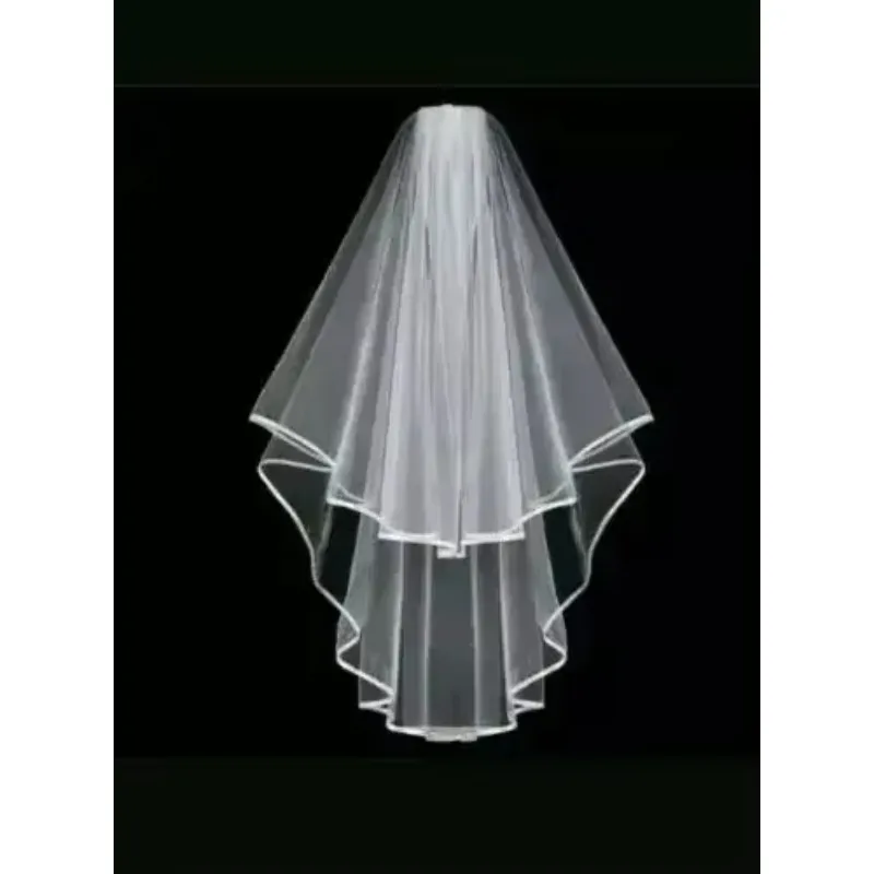 Bridal Wedding Veil 2 Tier Comb Attached Handmade Elbow Length White 2025