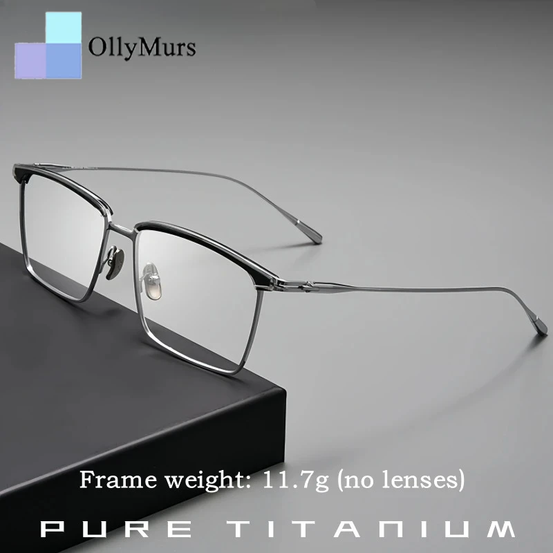 

OLLYMURS Высококачественные мужские очки из чистого титана, сверхлегкие ацетатные модные квадратные очки в стиле ретро, деловая оправа для очков M887S