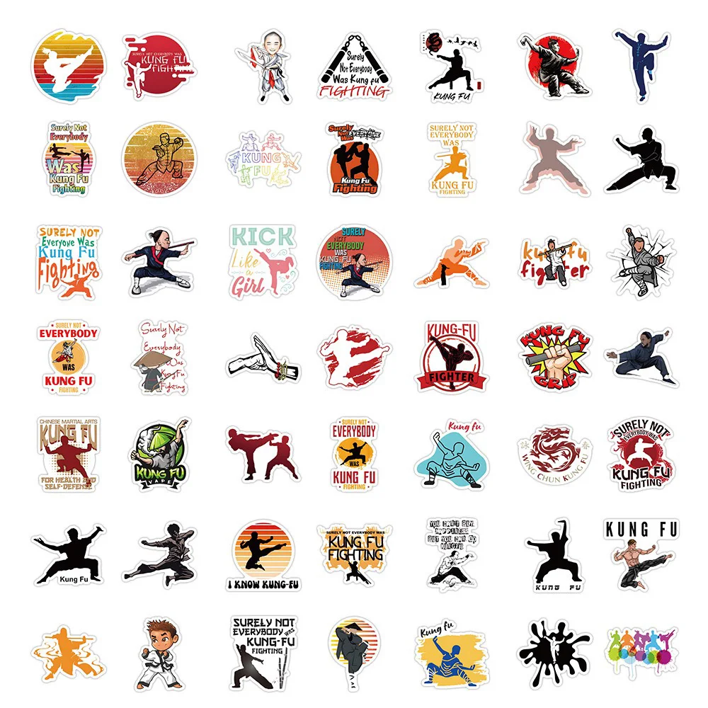 10/30/50/100PCS Chinese Kung Fu Taekwondo Movement Sticker DIY Snowboard Laptop Luggage Cartoon Graffiti Decals Sticker