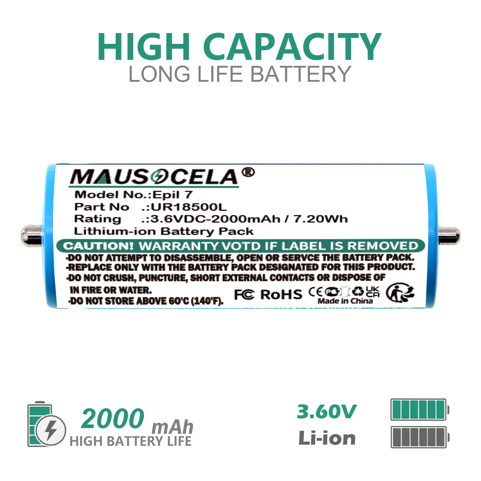 

2000mAh Battery For Braun:3018765,67030625,67030924,67030925,6703925,7030924,703-0925,81377206,81489177,UR18500L,UR18500Y,i720