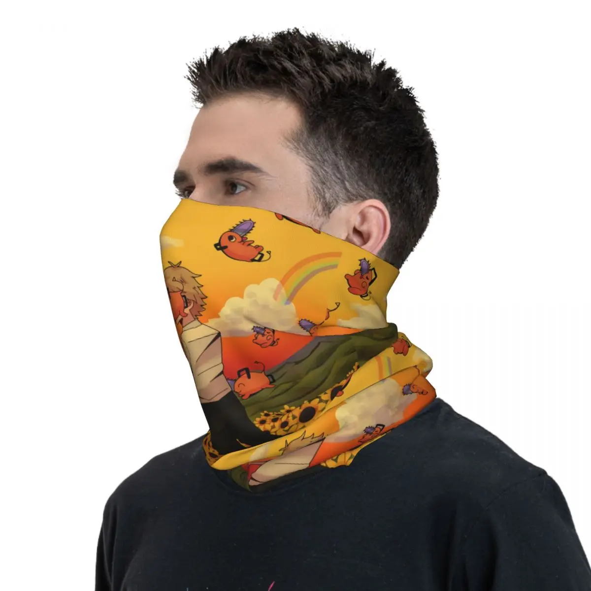 Sunflower Scarf Neckerchief Neck Face Mask Polyester