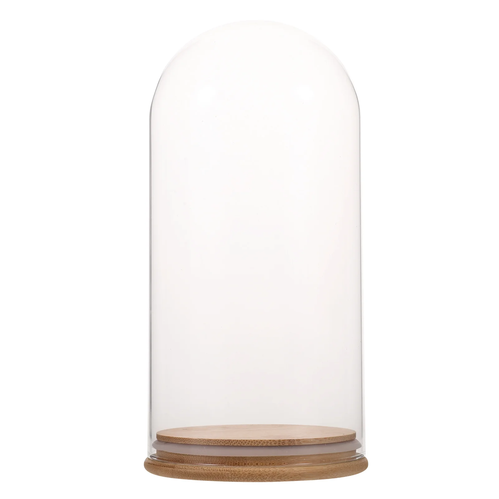 

Premium Transparent Glass Cloche Dome with Wood Base for Eternal Flower Arrangements Home Office Decor Display Case Showcase