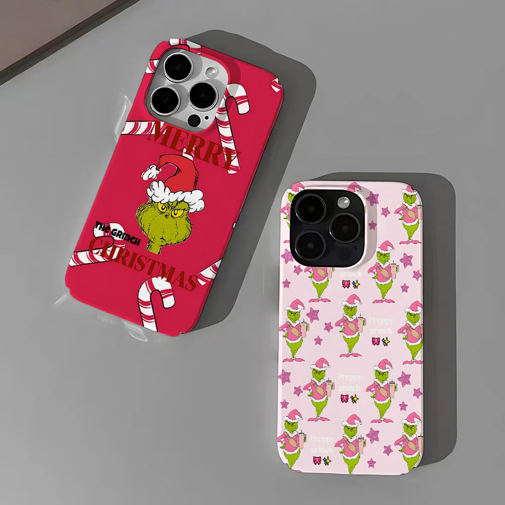 G-Grinch Christmas Phone Case for iPhone 16 15 14 13 12 11 Pro Max XS XR XSMax 6 7 8 Plus Glossy HD Hard PC Cover