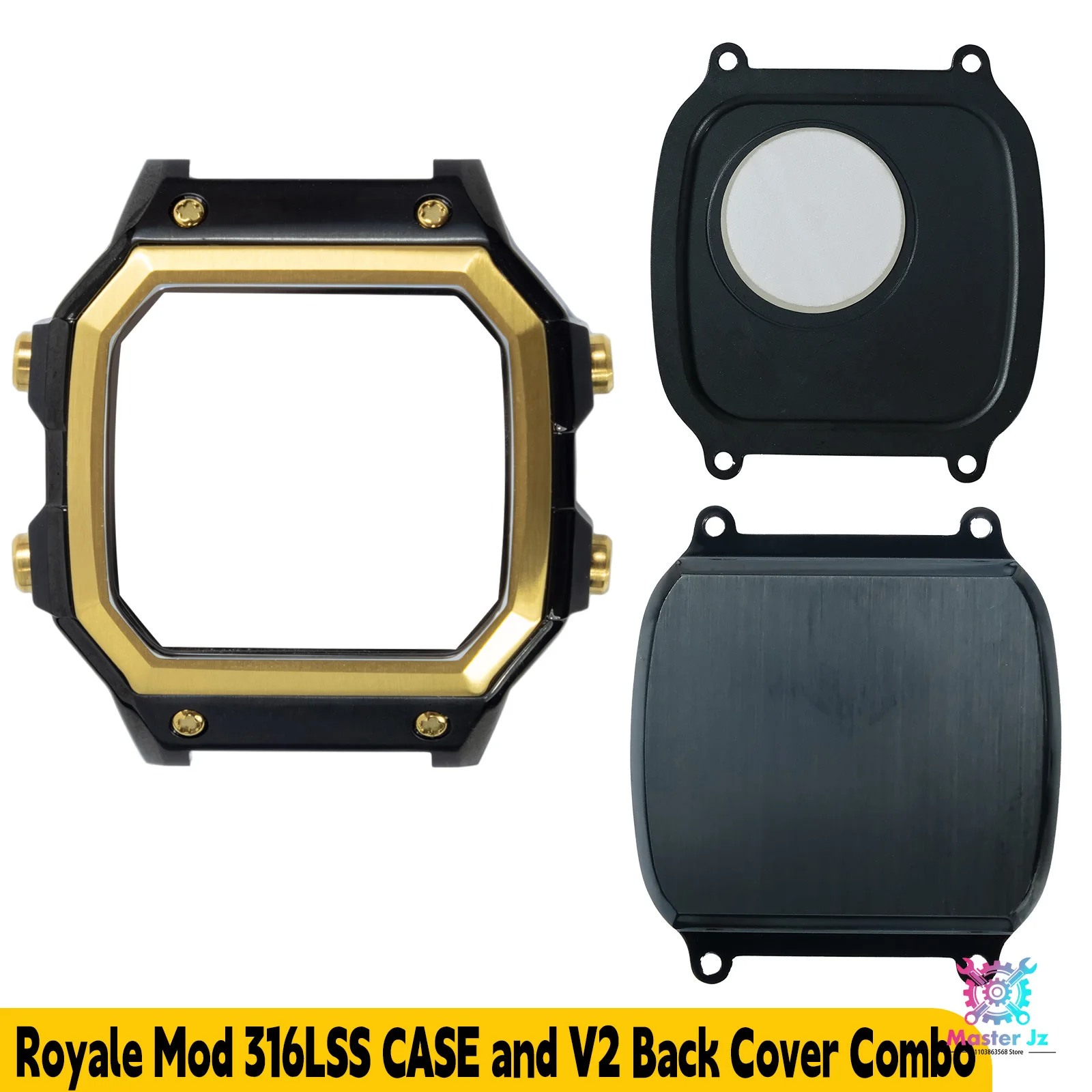 For Casio AE1200 AE1300 Watch Case 316L Stainless Steel K1 Mineral  V2 Back Cover Combo Metal Watch Royale Mod Accessory