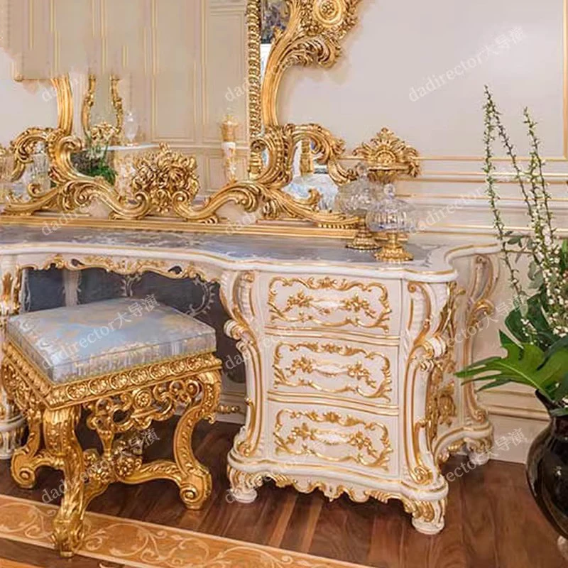 Nordic Luxury Dressing Table Aesthetic Desk Vintage Big Dressing Table Bedroom Gold Spiegels Voor De Muur Home Accessories