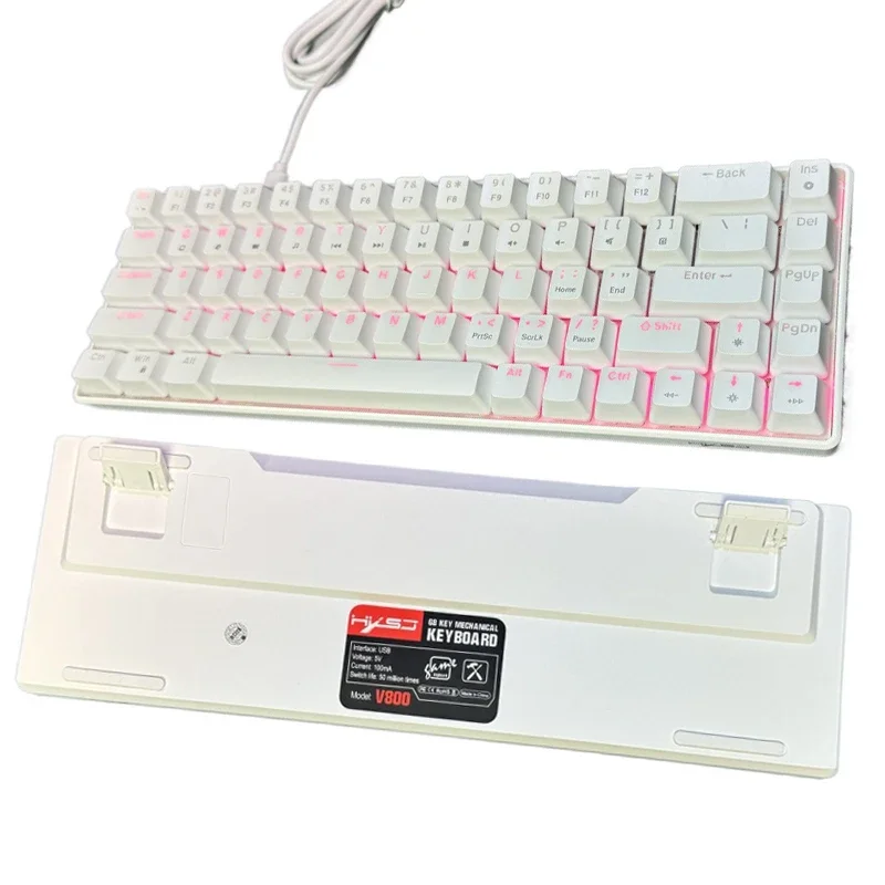 

Usb mechanical keyboard white Keyboards gaming pc Backlit 68 keys key board computer Mini 60% home office Wired lady ergonomic