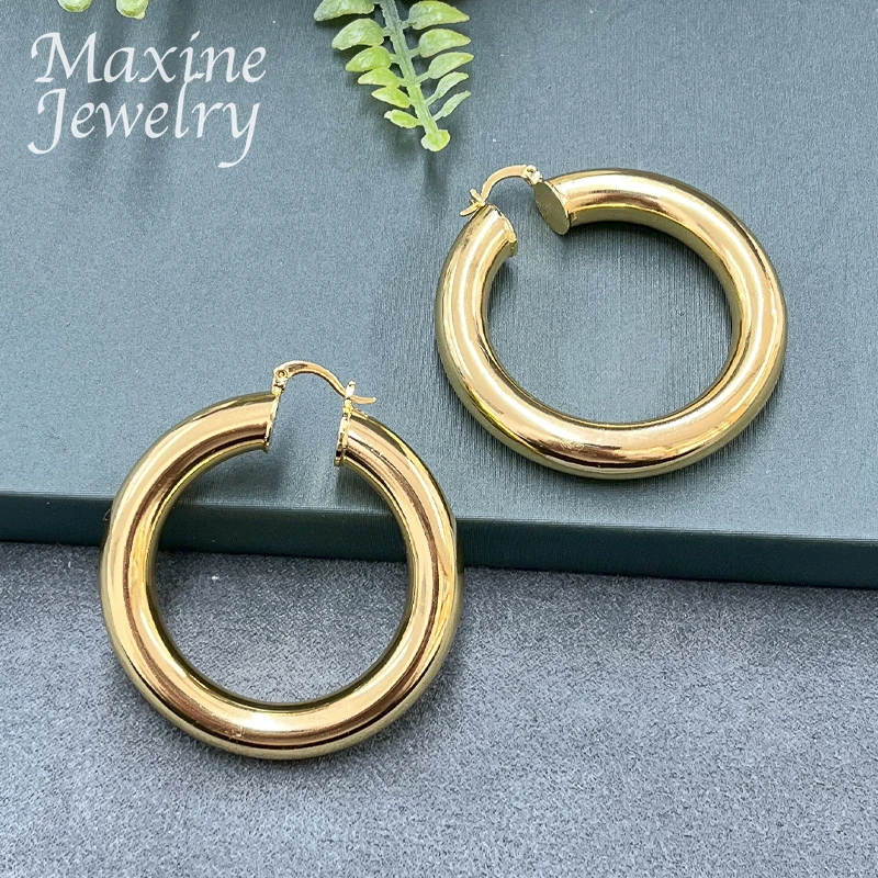 Copper Big Round Dubai Gold Plated Hoop Earrings for Women Circle Earrings Vintage Trendy African Jewelry Set Party Wedding Gift