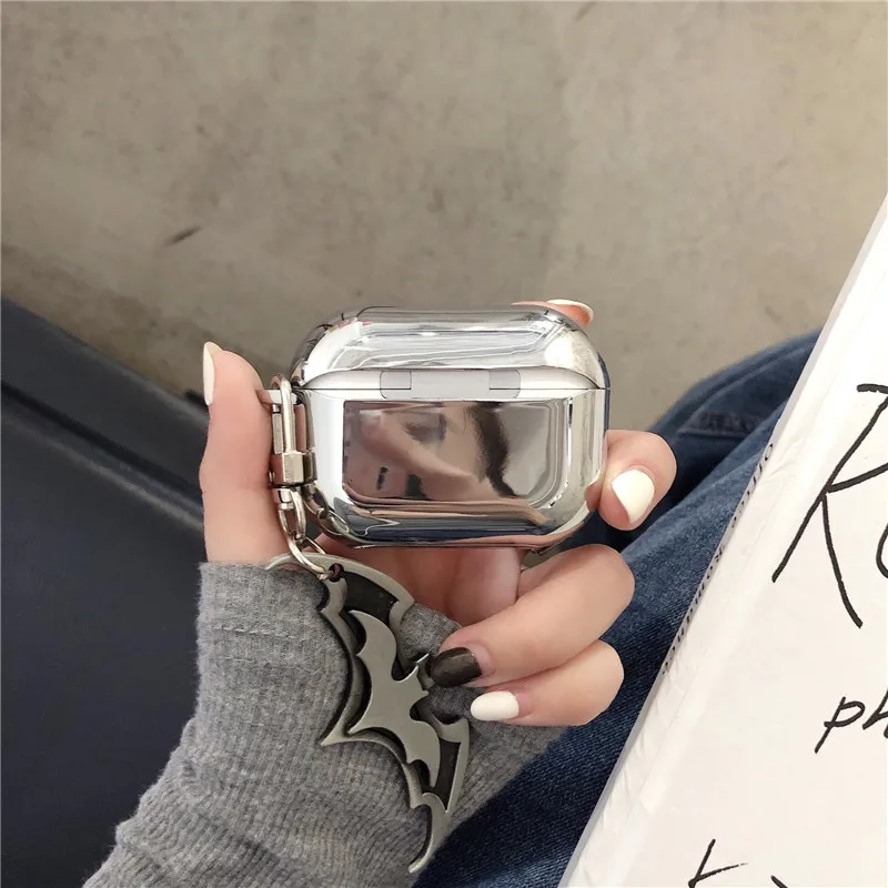 반짝이 미러 도금 + 끈 이어폰 케이스 에어팟 프로 3 해피 펜던트 실리콘 케이스 보호 케이스 AirPod 1 2 에어팟