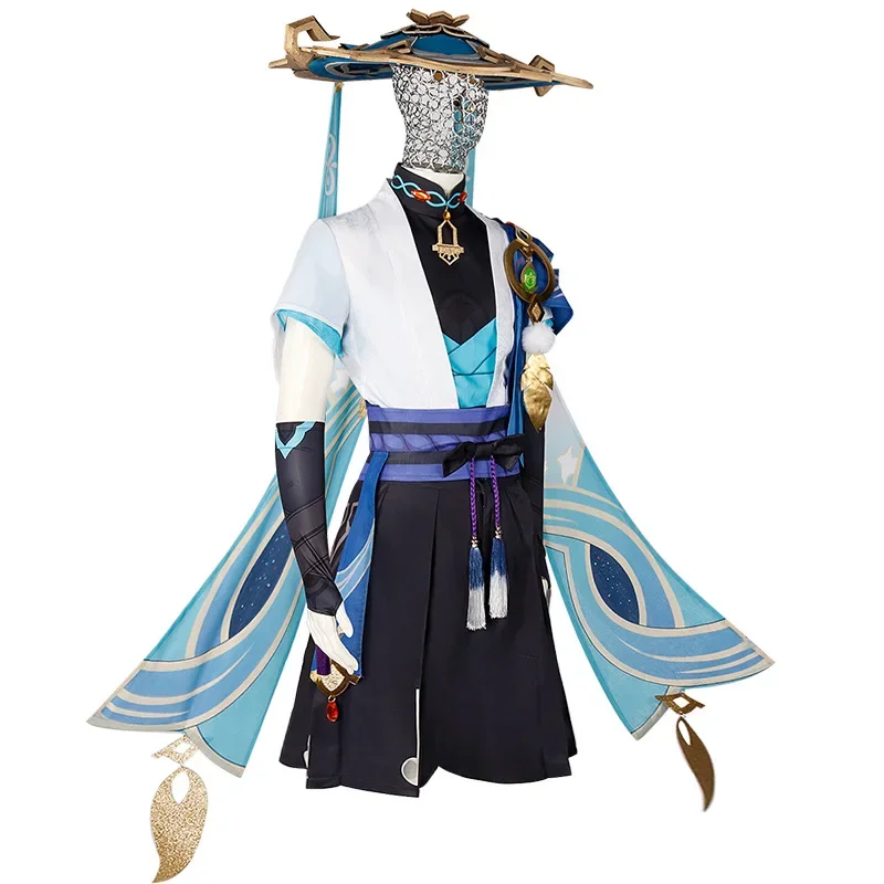 Genshin Impact Scaramouche Wanderer disfraz de Cosplay, traje Con sombrero y peluca para adultos, disfraces de cómic de Halloween para hombres y mujeres