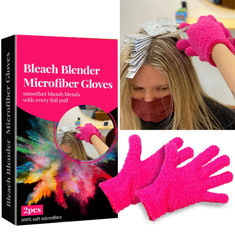 2pcs Bleach Blender Microfiber Gloves Hair Straightener Perm Curling Hairdressing Heat Resistant Finger Glove Hair Styling Tools