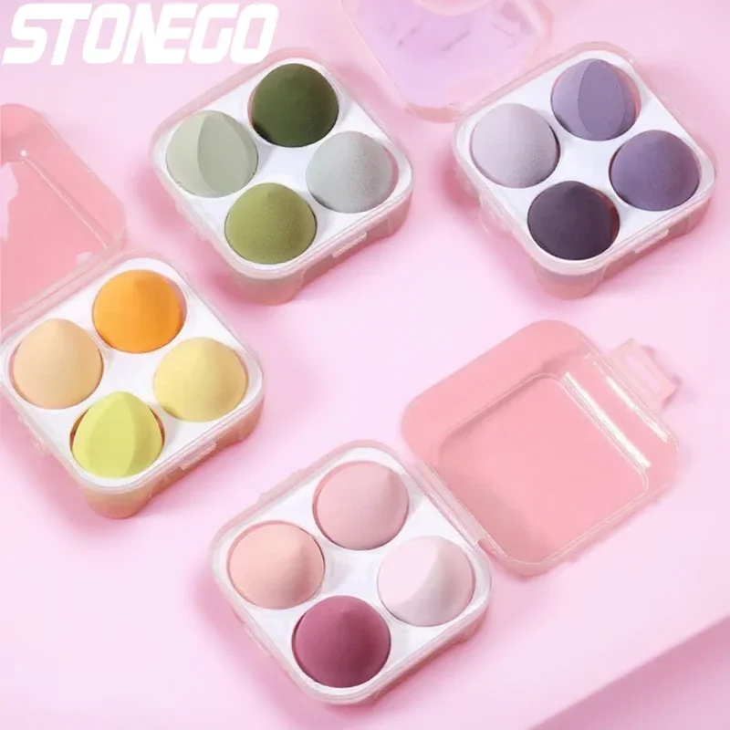 4 قطع ماكياج الإسفنج مسحوق نفخة الجمال التجميل الكرة الأساس نفخة شطبة قطع الرطب الجاف ماكياج خلاط أدوات ماكياج