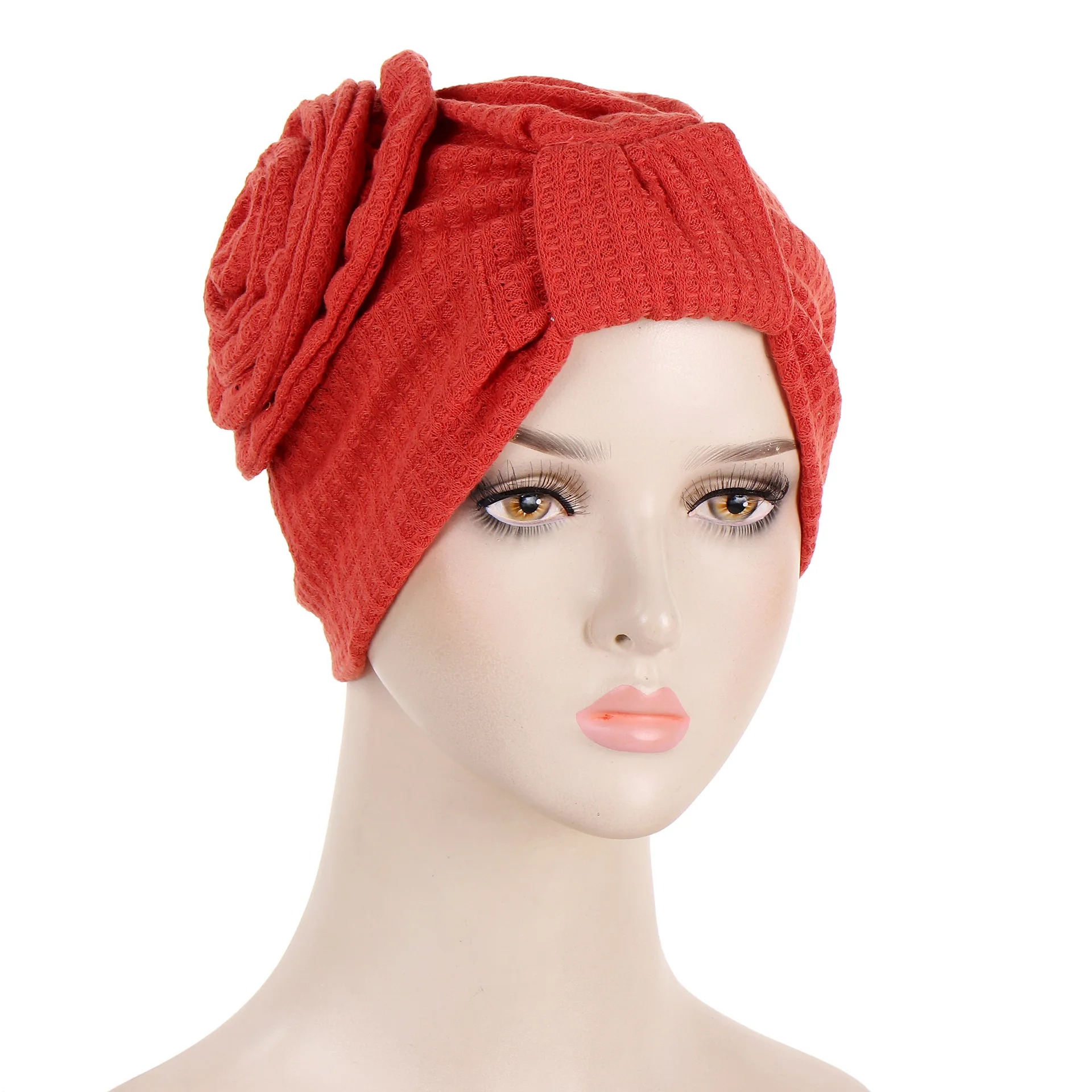 

New Elegant Women Flower Turban Bonnet Muslim Hijab Headscarf Caps Pleate Ruffle Turban Chemo Cap Wedding Beanies Hair Loss Wrap