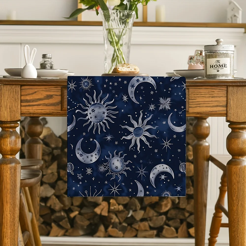 

Скатерть из полиэстера VIKAMA с небесным солнцем и луной, звездой, подходит для украшения кухни и столовой