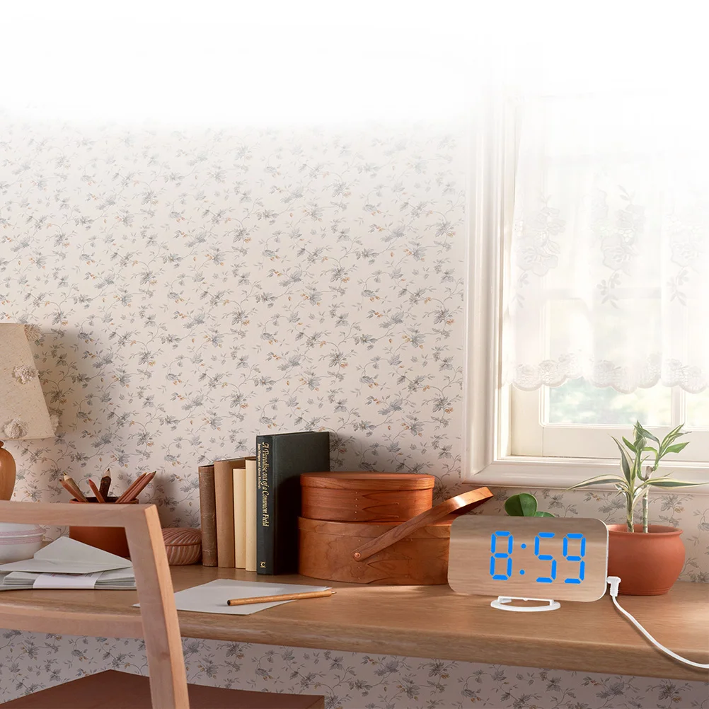 

Digital Alarm Clock with Dual USB Charging Ports Large Easy-Read Mirror Surface LED Display Snooze Function (Blue Display
