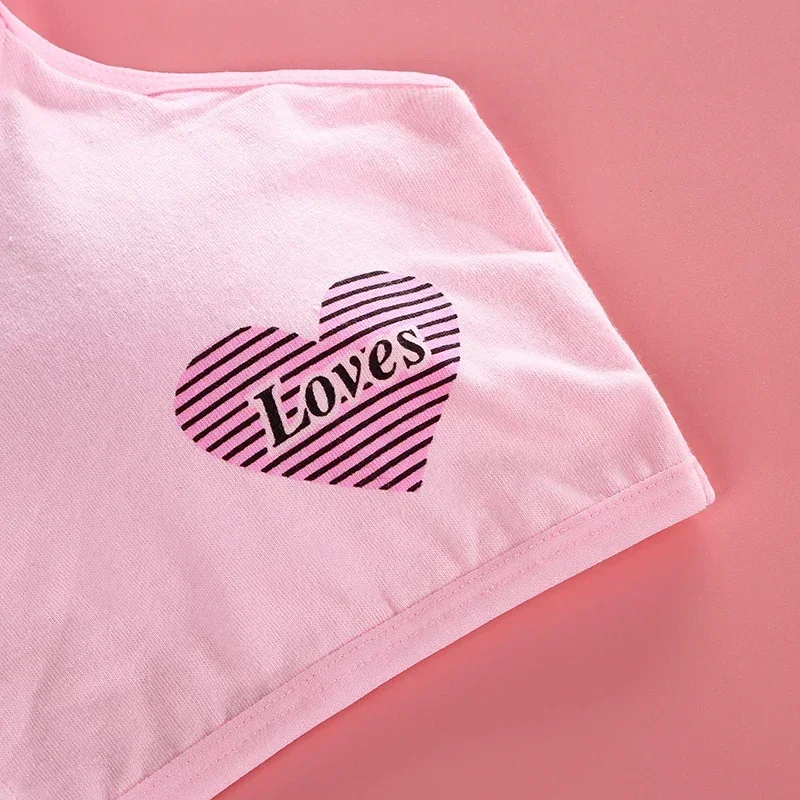 3 قطعة رسالة الرياضة الفتيات الصغيرات الصدرية لطيف القطن موضوع التدريب في سن المراهقة الملابس الداخلية الطبيعية حبال سترة الموضة 5 ألوان #4