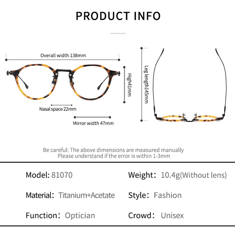 STYLEN Fashion Pure Titanium Prescription Glasses Men Women Retro Full Frame Reading Glasses Optical Prescription Glasses 81070