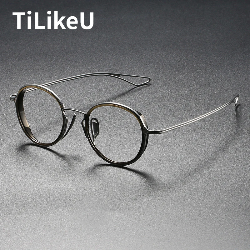 

Large Size Retro Oval Frame Men Eyeglasses Myopia Prescription Glasses Frame Light Weight Pure Titanium Eyeglass Frame for Women