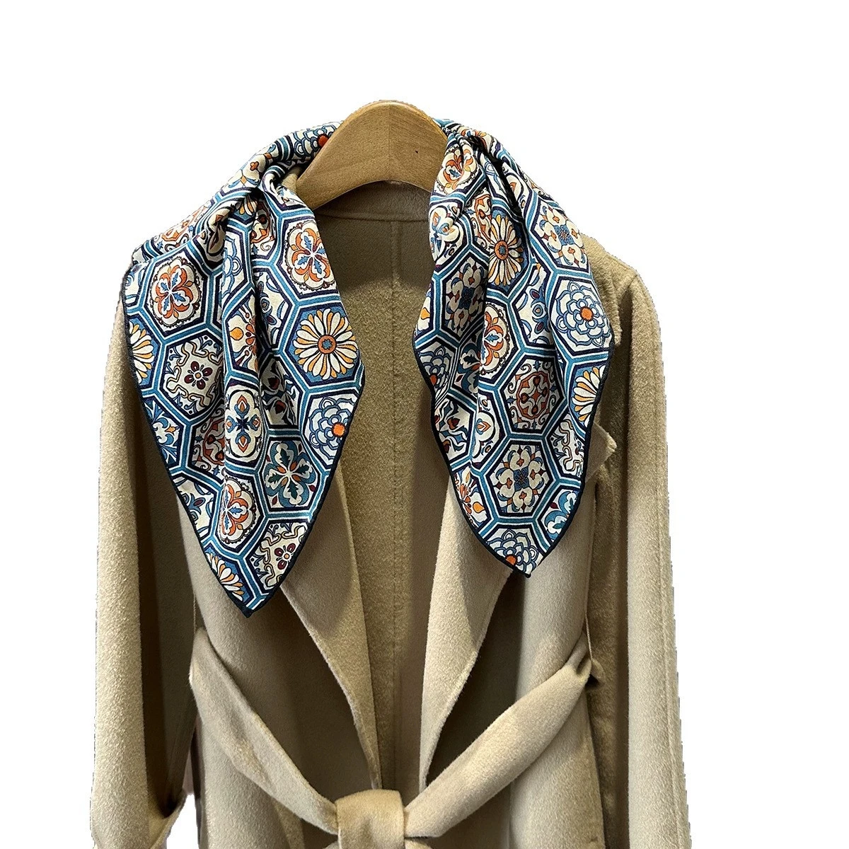 وشاح من الصوف الحريري المطبوع على الوجهين للنساء، مطبوع على الوجهين للخريف/الشتاء دافئ وأنيق أنيق شال لتدفئة الرقبة مربع