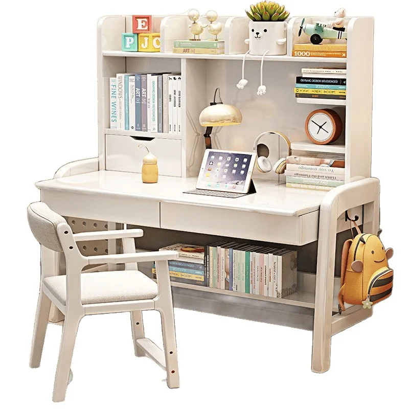 

Стол из цельного дерева, книжная полка, встроенный подъемный учебный письменный стол, офисный компьютерный настольный стол