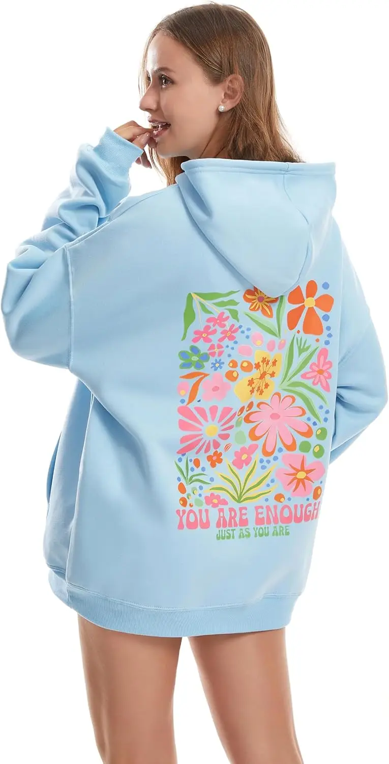 Women's Graphic Trendy Hoodie Pink Printing Hoodie Long Sleeve Pullover Beach Sweatshirt