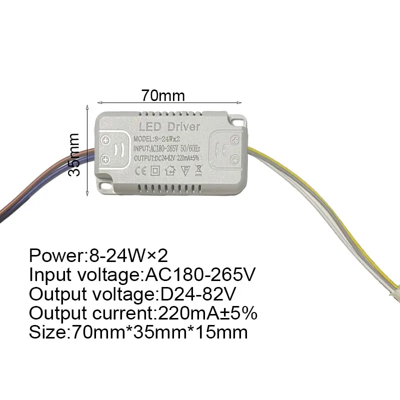 Entrée AC 180-265V Pilote non isolant avec transformateur LED 3 couleurs (8-24W)×2 (20-40W)X2 pour lustre à intensité variable et variable