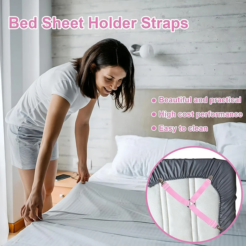 Adjustable Sheet Clips - Non-Slip Fasteners for Bedding, Tablecloths & Sofa Covers, Secure Hold Straps
