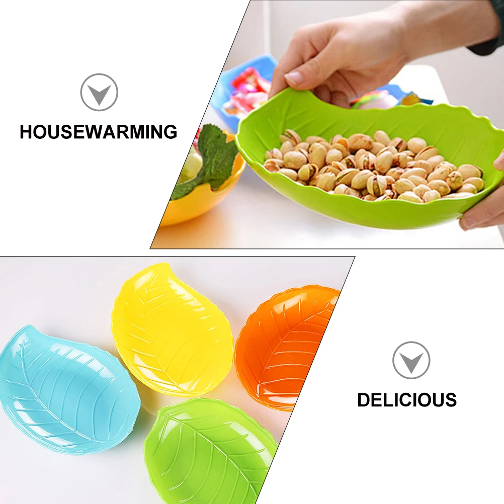 

12pcs Green Leaf Shaped Plastic Fruit Tray for Party Snack Dessert Serving Bowl Storage Household Fruit Tray Leaf shaped Food