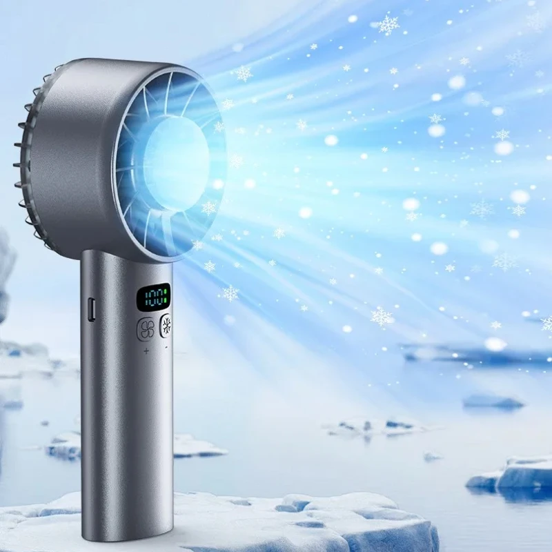 

Домашний портативный вентилятор с функцией ледяного компресса, высокоскоростное охлаждение, USB-зарядка, мини-LED-дисплей для кемпинга и путешествий