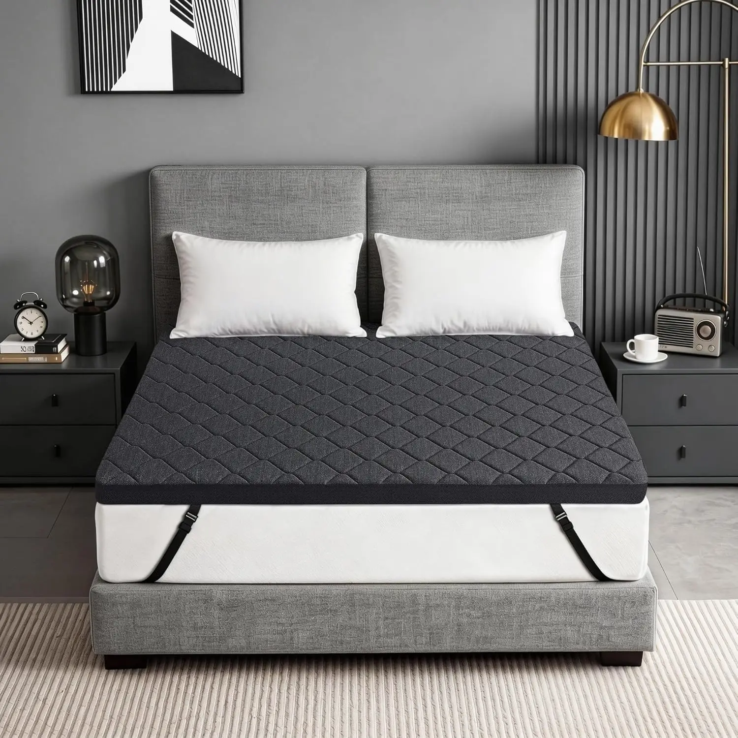 #￥Extra Firm Mattress Topper Twin Size 3 Inch High-Density Bed Topper Back Pain Relief, Non-Slip Design, CertiPUR-US, Customized