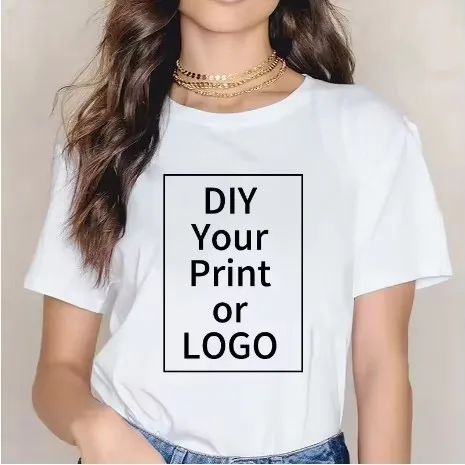 180g Cotton Custom Tee Short Sleeve 100% Cotton T-shirt Your Logo Photo Brand Text Personalized Graphic Tops for Men And Women