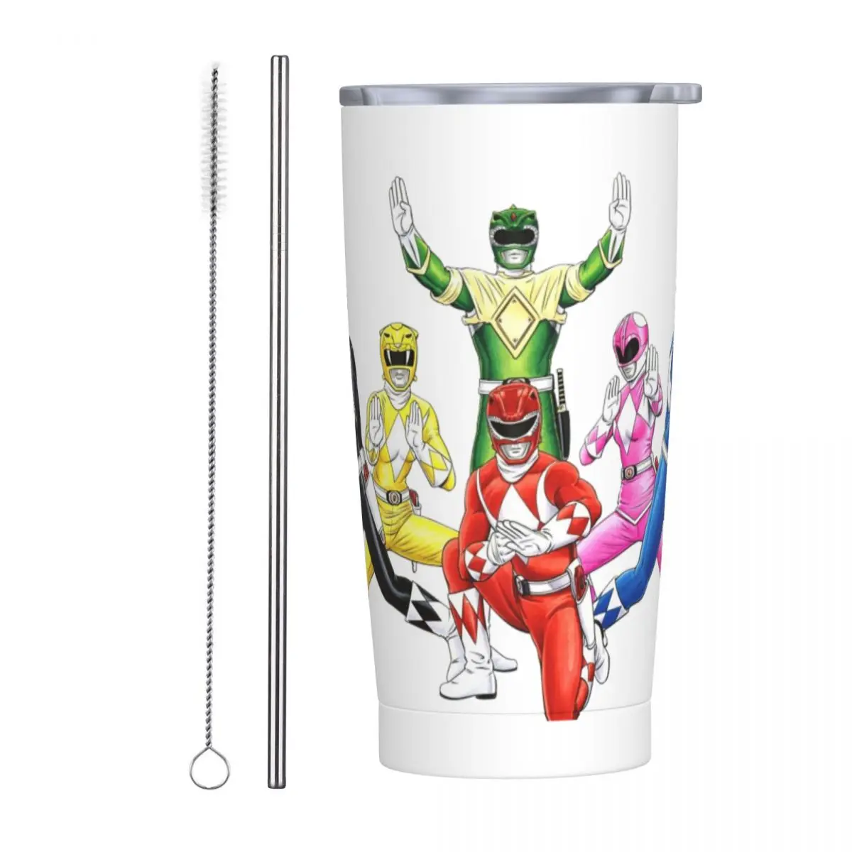 Mighty Morphin Power Ranger Stainless Steel Tumbler Vacuum Insulated Mug Thermal Cold Bottle Straw With Lid 20oz