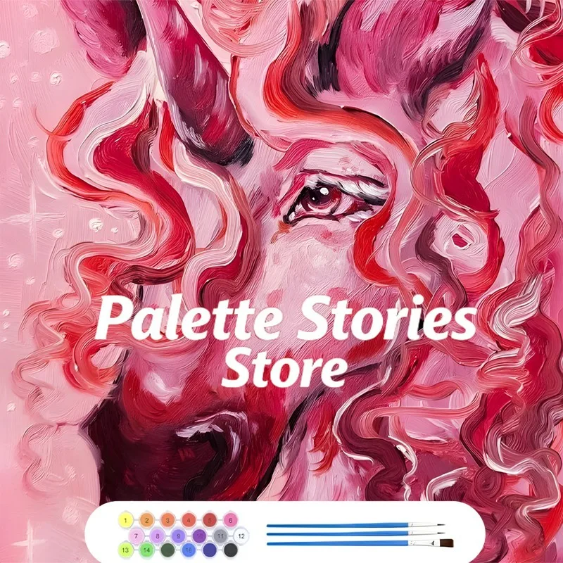 

Frameless, 2D less Adult Digital Painting Kit, Close-up Face with Large Eye and Whimsical Details, Painting Supplies Starter Kit