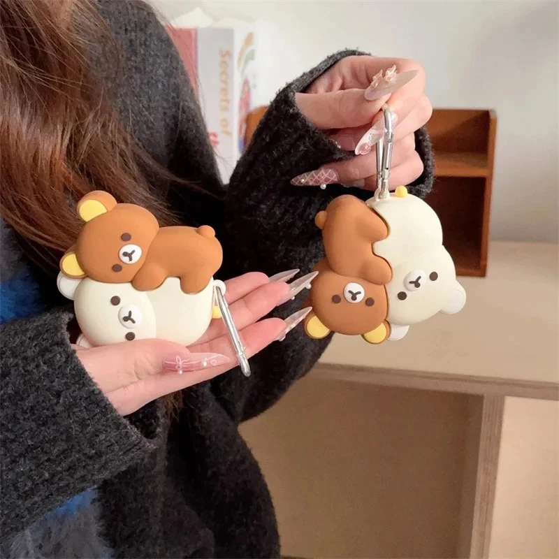 Funda For Airpods Pro 3 2025 USB-C Cover Cute 3D Cartoon Hug Rilakkuma Bear Silicone Headphone Case for Airpods 1 2 3 4 pro pro2 view 3